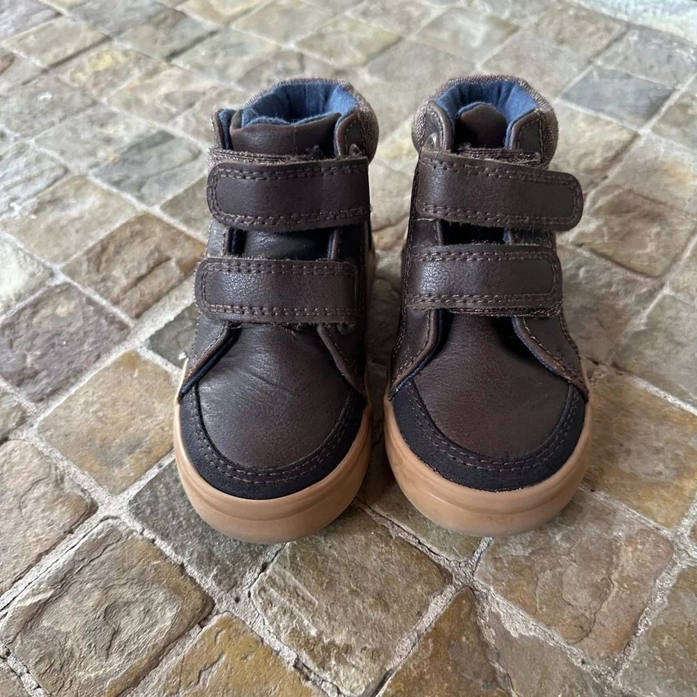 Brown Kids Shoes with Velcro Straps